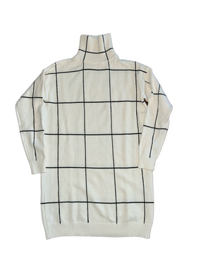 ChicWish: Warm Welcome Grid Turtleneck Sweater Dress: Size Medium (?)